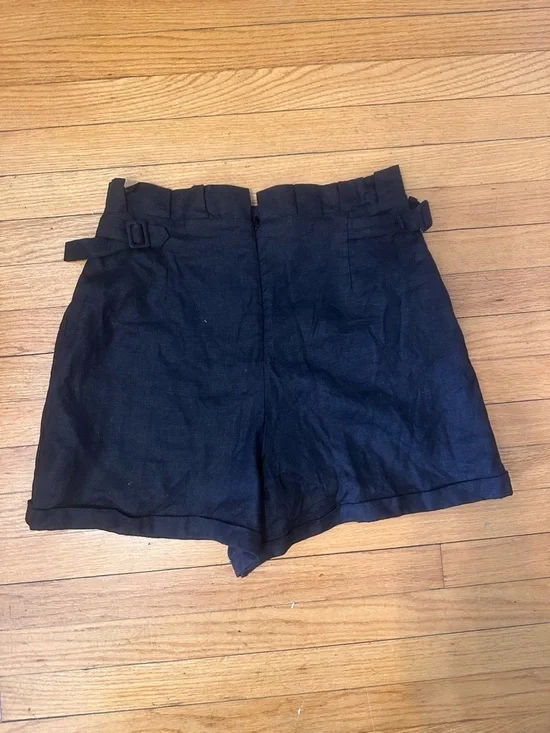 Anthropologie Linen Black High-Waist Tailored Shorts - Picture 4 of 8